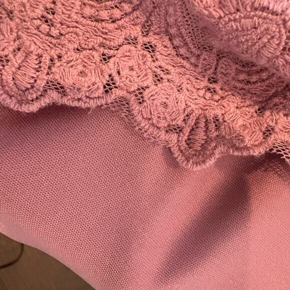 Wet Seal Mesh Overlay Y2K Halter Tank S Pink Fairy Coquette Bloom Dainty Lace - Picture 7 of 11